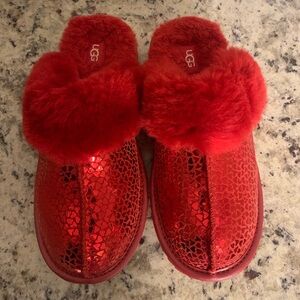 UGG Red Sequin & Shearling Slippers